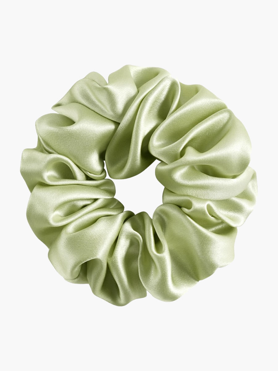 SilkSilky ES 19Momme Seda Pura Scrunchie Verde 008