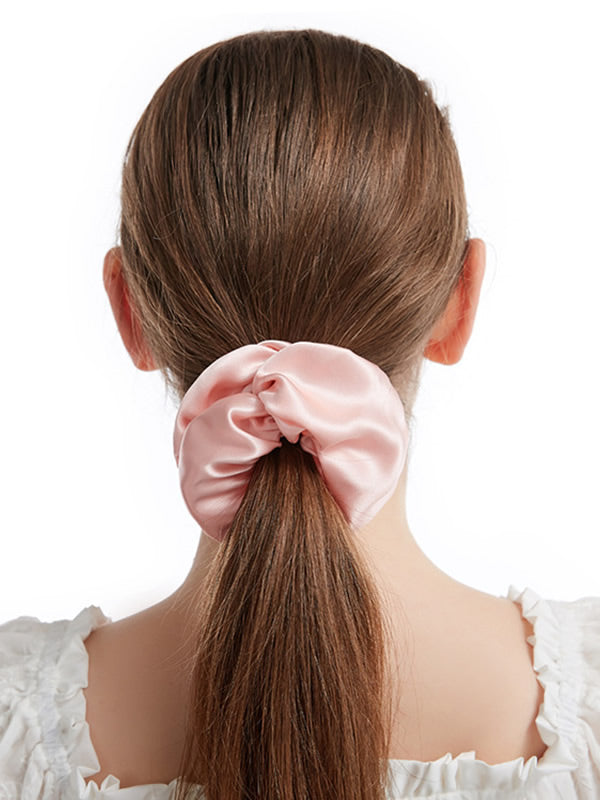 SilkSilky ES 19Momme Seda Pura Scrunchie Rosa 003