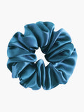 SilkSilky ES 19Momme Seda Pura Scrunchie Azul 014