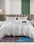 SilkSilky ES 25Momme Seda Pura Bedding Set Plata 003