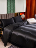 SilkSilky ES 25Momme Seda Pura Bedding Set Negro 005