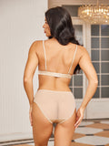 SilkSilky ES Tejido de seda Bra&Panty Set Beige 004