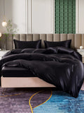 SilkSilky ES 25Momme Seda Pura Bedding Set Negro 004